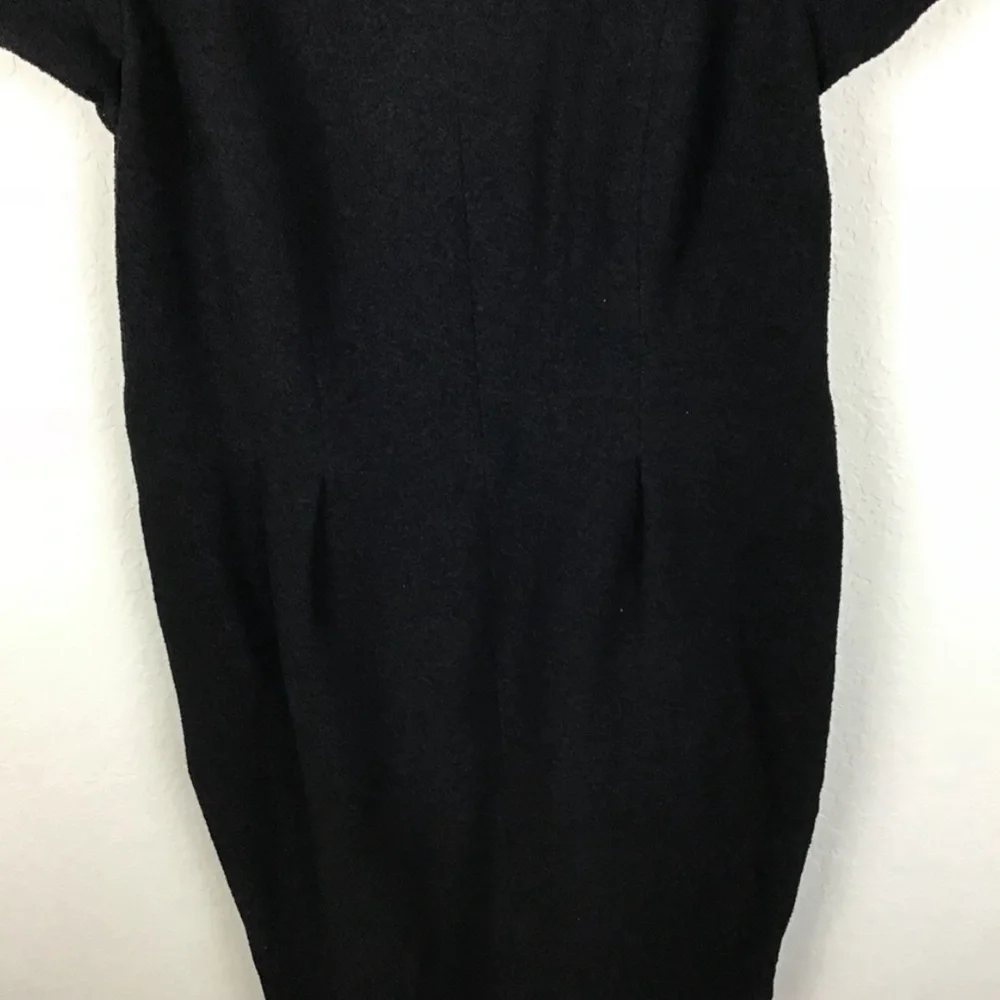 Chanel Black Wool Silk Sheath Dress 42 Classic Quiet Luxury LBD